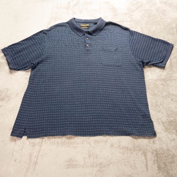 Donald Trump Signature Collection Men XL Blue Geometric Polo Short Sleeve Shirt - Picture 1 of 11